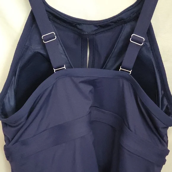 Lands' End Deep Sea Navy Blue Slenderizing Tankini Swim Top Sz 16w DD - Picture 4 of 10